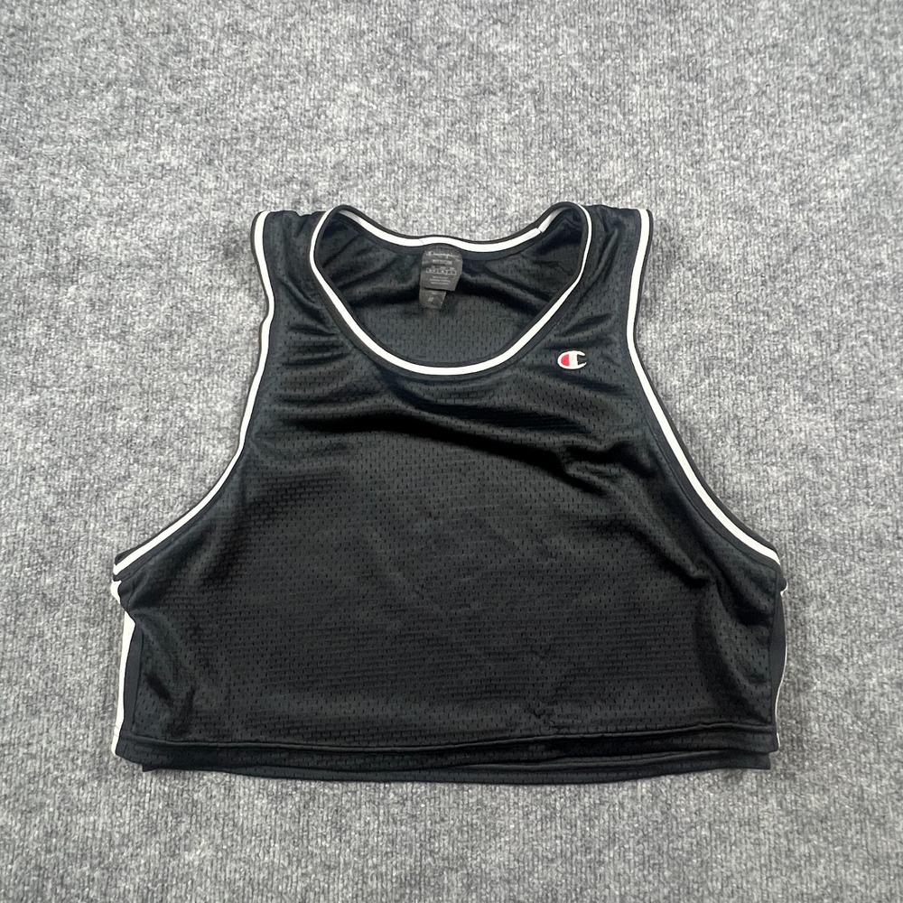 Champion Reversible Mesh Crop Tank Top Womens Medium Black Sleeveless Pullover